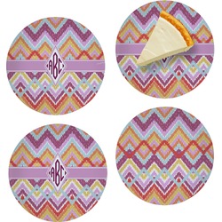 Ikat Chevron Set of 4 Glass Appetizer / Dessert Plate 8" (Personalized)