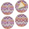 Ikat Chevron Set of 4 Glass Appetizer / Dessert Plate 8" (Personalized)