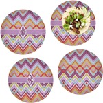 Ikat Chevron Set of 4 Glass Lunch / Dinner Plate 10" (Personalized)