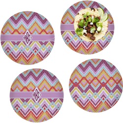 Ikat Chevron Set of 4 Glass Lunch / Dinner Plate 10" (Personalized)