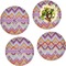 Ikat Chevron Set of 4 Glass Lunch / Dinner Plate 10" (Personalized)