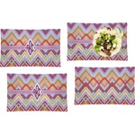 Ikat Chevron Set of 4 Glass Rectangular Lunch / Dinner Plate (Personalized)