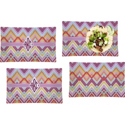 Ikat Chevron Set of 4 Glass Rectangular Lunch / Dinner Plate (Personalized)