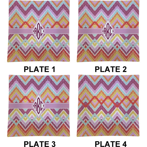 Ikat Chevron Set of Square Dinner Plates (Approval)