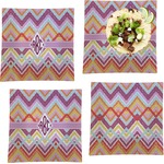 Ikat Chevron Set of 4 Glass Square Lunch / Dinner Plate 9.5" (Personalized)