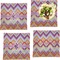 Ikat Chevron Set of 4 Glass Square Lunch / Dinner Plate 9.5" (Personalized)