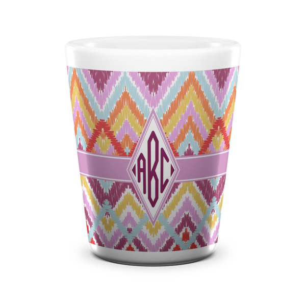 Ikat Chevron Shot Glass - White - FRONT
