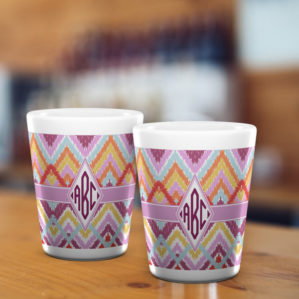 Ikat Chevron Shot Glass - White - LIFESTYLE