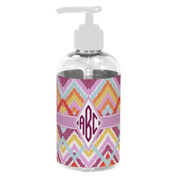 Ikat Chevron Plastic Soap / Lotion Dispenser (8 oz - Small - White) (Personalized)