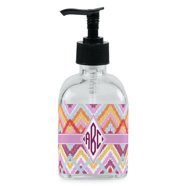 Custom Ikat Chevron Glass Soap & Lotion Bottle - Single Bottle (Personalized)