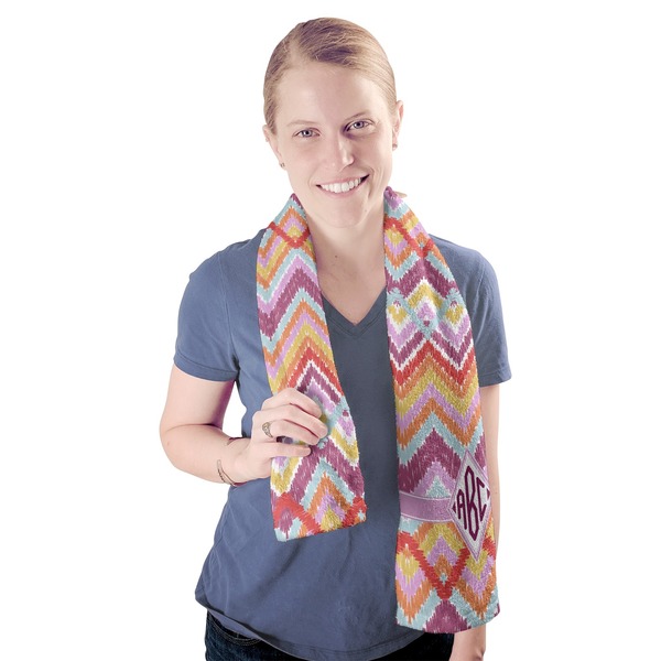 Ikat Chevron Sport Towel - Exercise use - Model