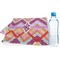 Ikat Chevron Sports Towel Folded with Water Bottle