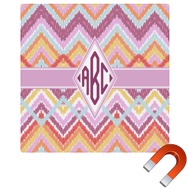 Custom Ikat Chevron Square Car Magnet - 6" (Personalized)