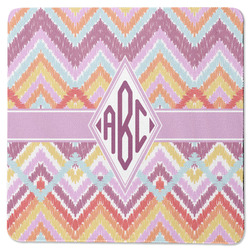 Ikat Chevron Square Rubber Backed Coaster (Personalized)