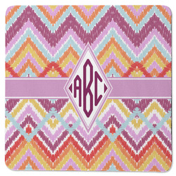Ikat Chevron Square Rubber Backed Coaster (Personalized)