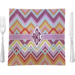 Ikat Chevron Glass Square Lunch / Dinner Plate 9.5" (Personalized)