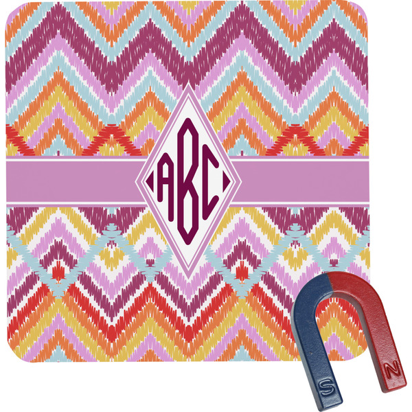 Custom Ikat Chevron Square Fridge Magnet (Personalized)