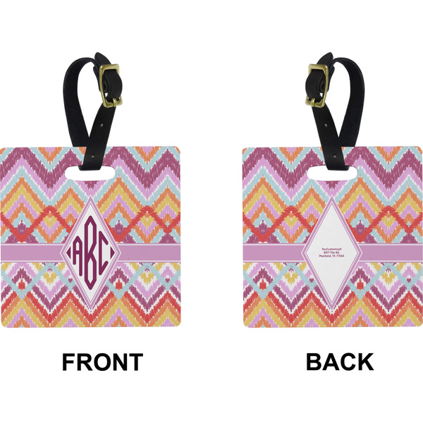 Ikat Chevron Square Luggage Tag (Front + Back)