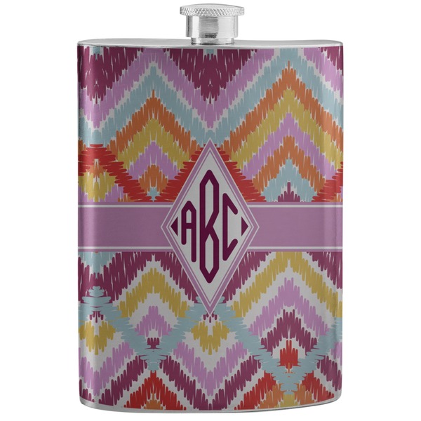 Custom Ikat Chevron Stainless Steel Flask (Personalized)