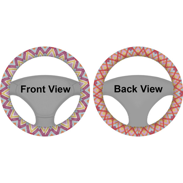Ikat Chevron Steering Wheel Cover- Front and Back