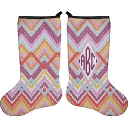 Ikat Chevron Holiday Stocking - Double-Sided - Neoprene (Personalized)