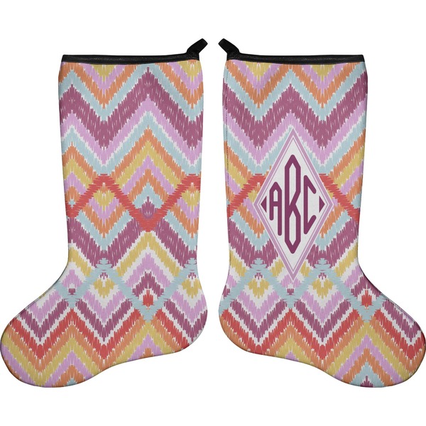 Custom Ikat Chevron Holiday Stocking - Double-Sided - Neoprene (Personalized)