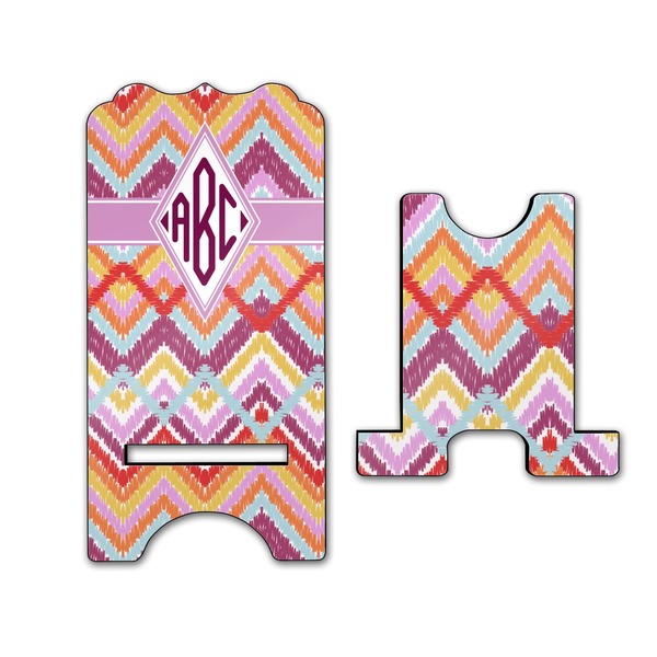 Ikat Chevron Stylized Phone Stand - Front & Back - Large