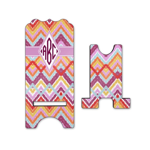 Ikat Chevron Stylized Phone Stand - Front & Back - Small