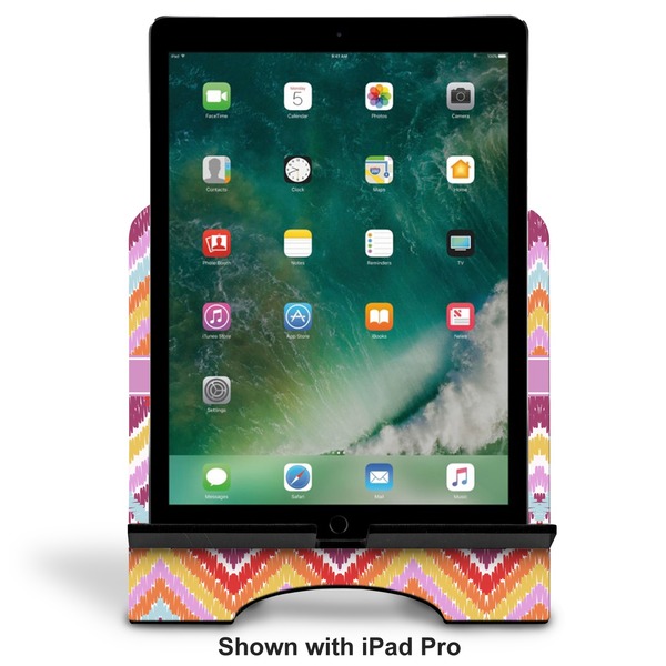 Ikat Chevron Stylized Tablet Stand - Front with ipad