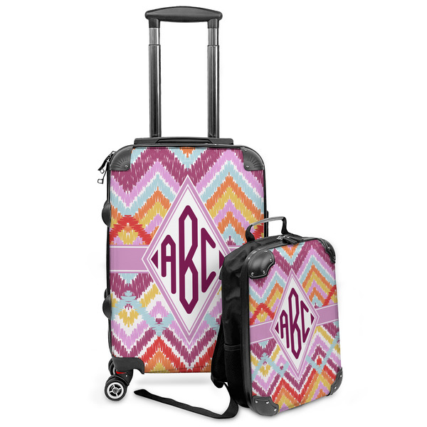 Custom Ikat Chevron Kids 2-Piece Luggage Set - Suitcase & Backpack (Personalized)