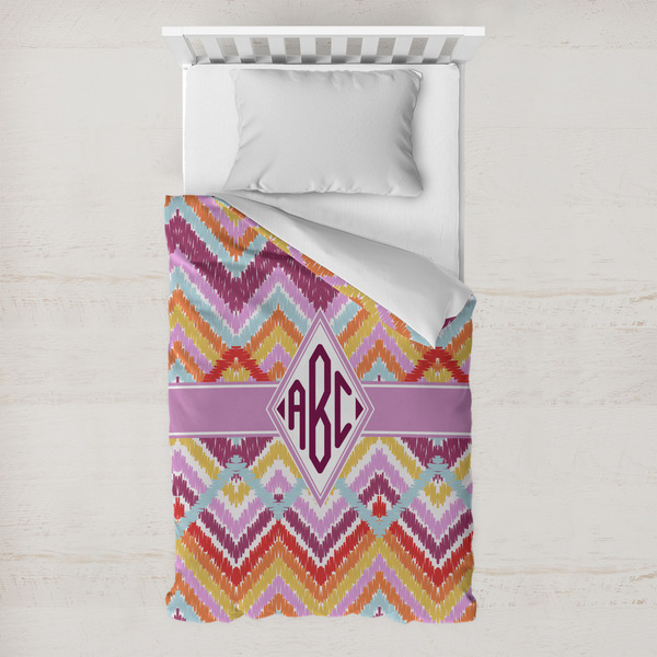 Custom Ikat Chevron Toddler Duvet Cover w/ Monogram
