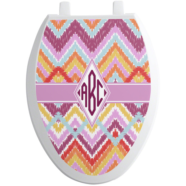 Ikat Chevron Toilet Seat Decal Elongated