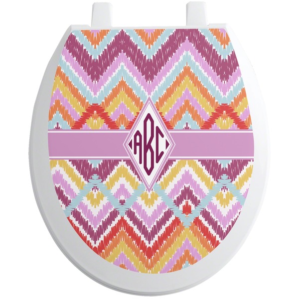 Custom Ikat Chevron Toilet Seat Decal (Personalized)