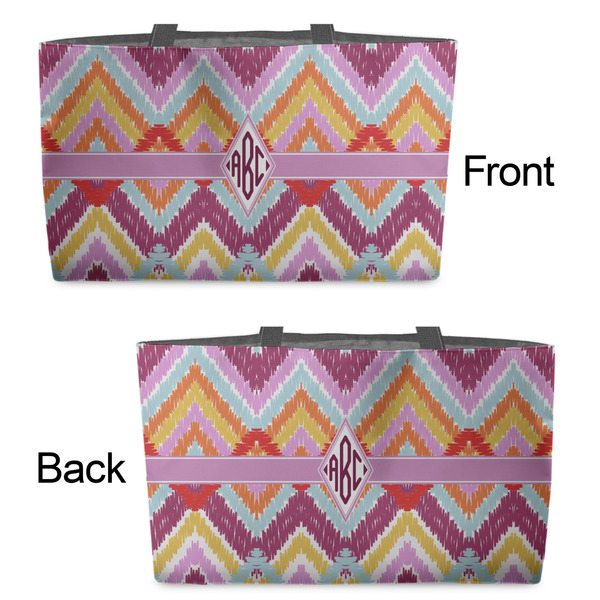 Ikat Chevron Tote w/Black Handles - Front & Back Views