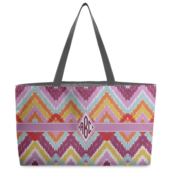 Custom Ikat Chevron Beach Totes Bag - w/ Black Handles (Personalized)
