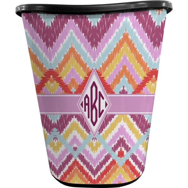 Ikat Chevron Trash Can Black