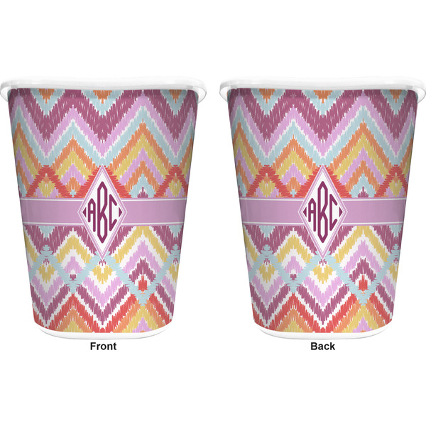 Ikat Chevron Trash Can White - Front and Back - Apvl
