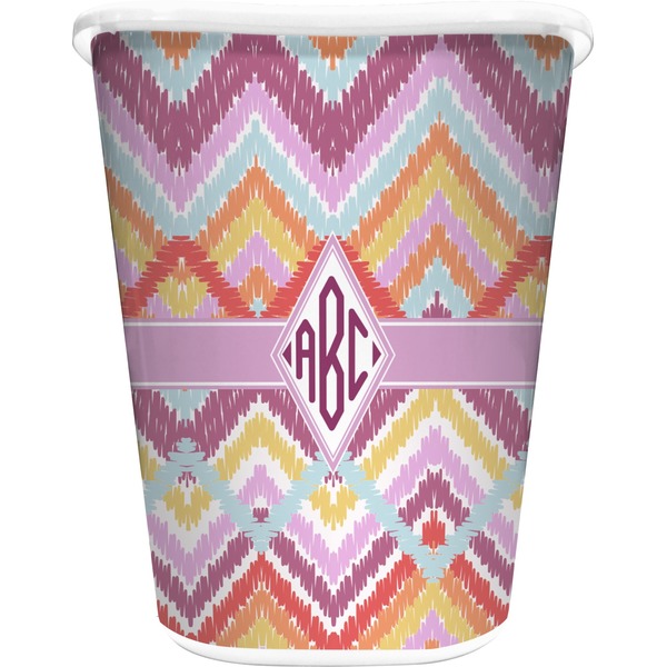 Custom Ikat Chevron Waste Basket (Personalized)