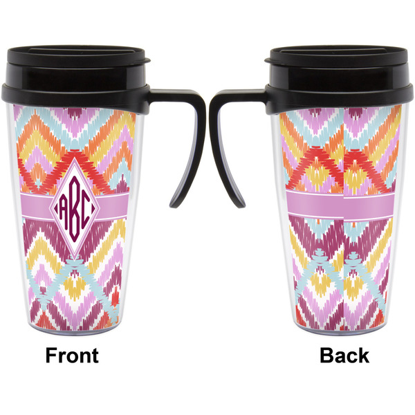 Ikat Chevron Travel Mug with Black Handle - Approval
