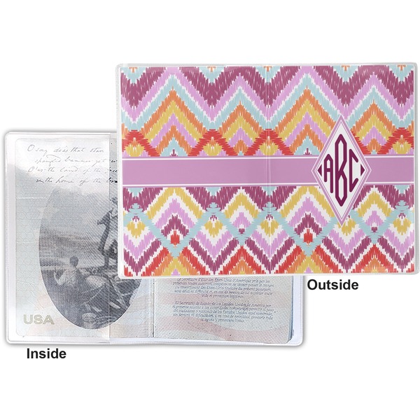 Ikat Chevron Vinyl Passport Holder - Flat Front and Back