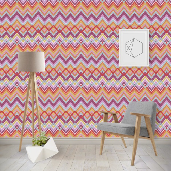 Custom Ikat Chevron Wallpaper & Surface Covering (Water Activated - Removable)
