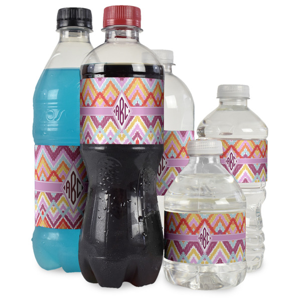 Ikat Chevron Water Bottle Label - Multiple Bottle Sizes