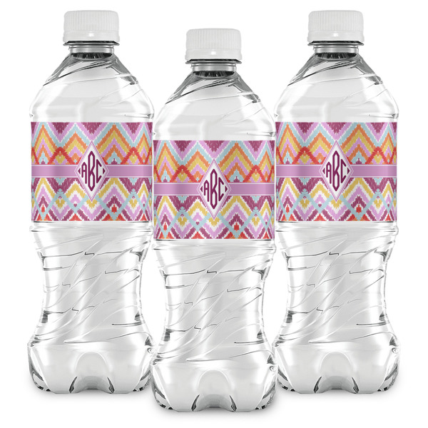 Ikat Chevron Water Bottle Labels - Front View