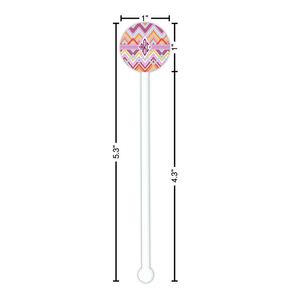 Ikat Chevron White Plastic 5.5" Stir Stick - Round - Dimensions