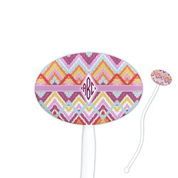 Ikat Chevron Oval Plastic Stir Sticks (Personalized)