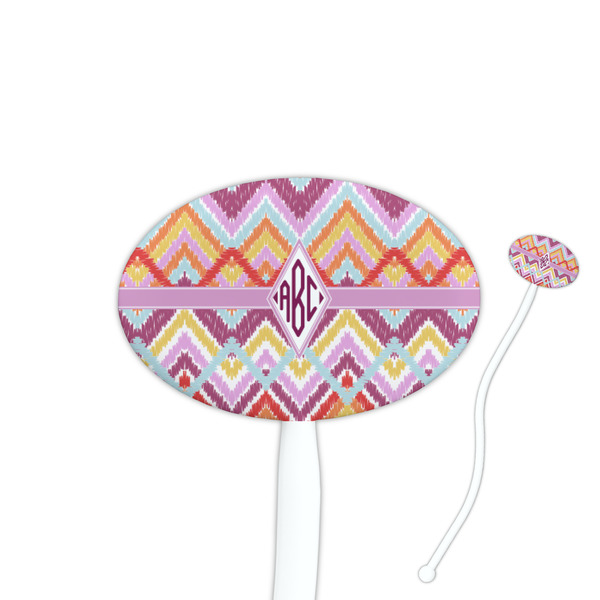 Custom Ikat Chevron Oval Plastic Stir Sticks (Personalized)