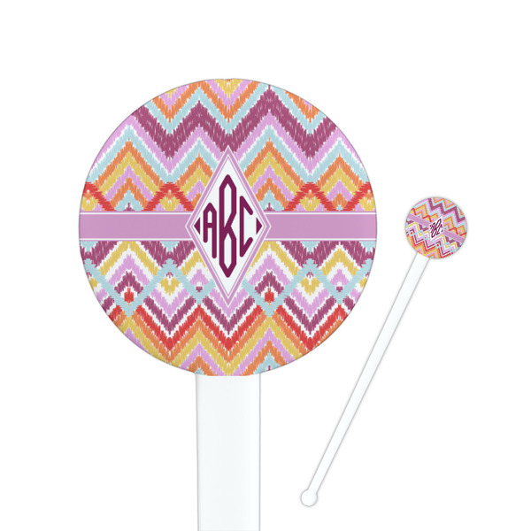 Custom Ikat Chevron Round Plastic Stir Sticks (Personalized)