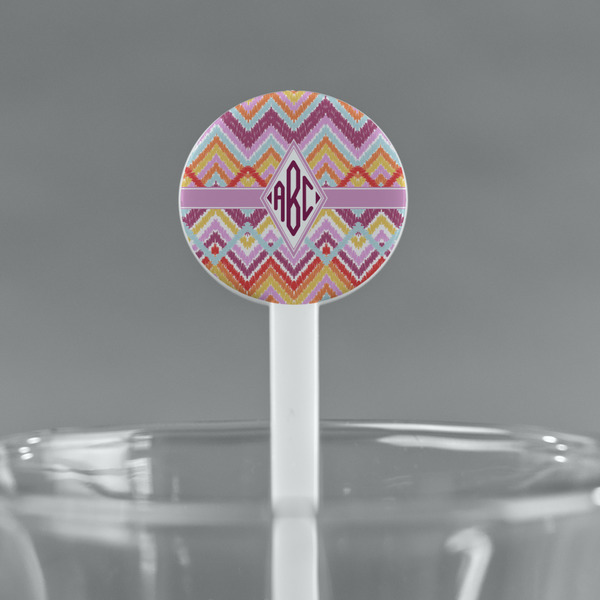 Ikat Chevron White Plastic 7" Stir Stick - Round - Main