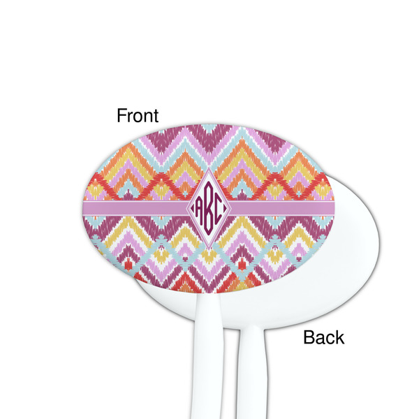 Ikat Chevron White Plastic 7" Stir Stick - Single Sided - Oval - Front & Back