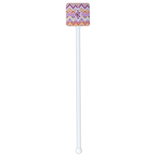 Ikat Chevron White Plastic Stir Stick - Double Sided - Square - Single Stick